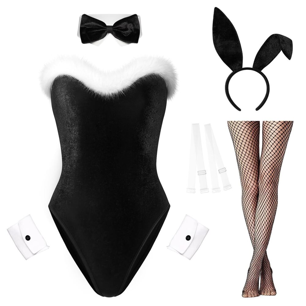 9708 Lingerie Set Sexy - 7 Piece Bunny Costume One Piece Teddy Bodysuit